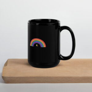 Rural Queer Sparkly Pride Black Glossy Mug
